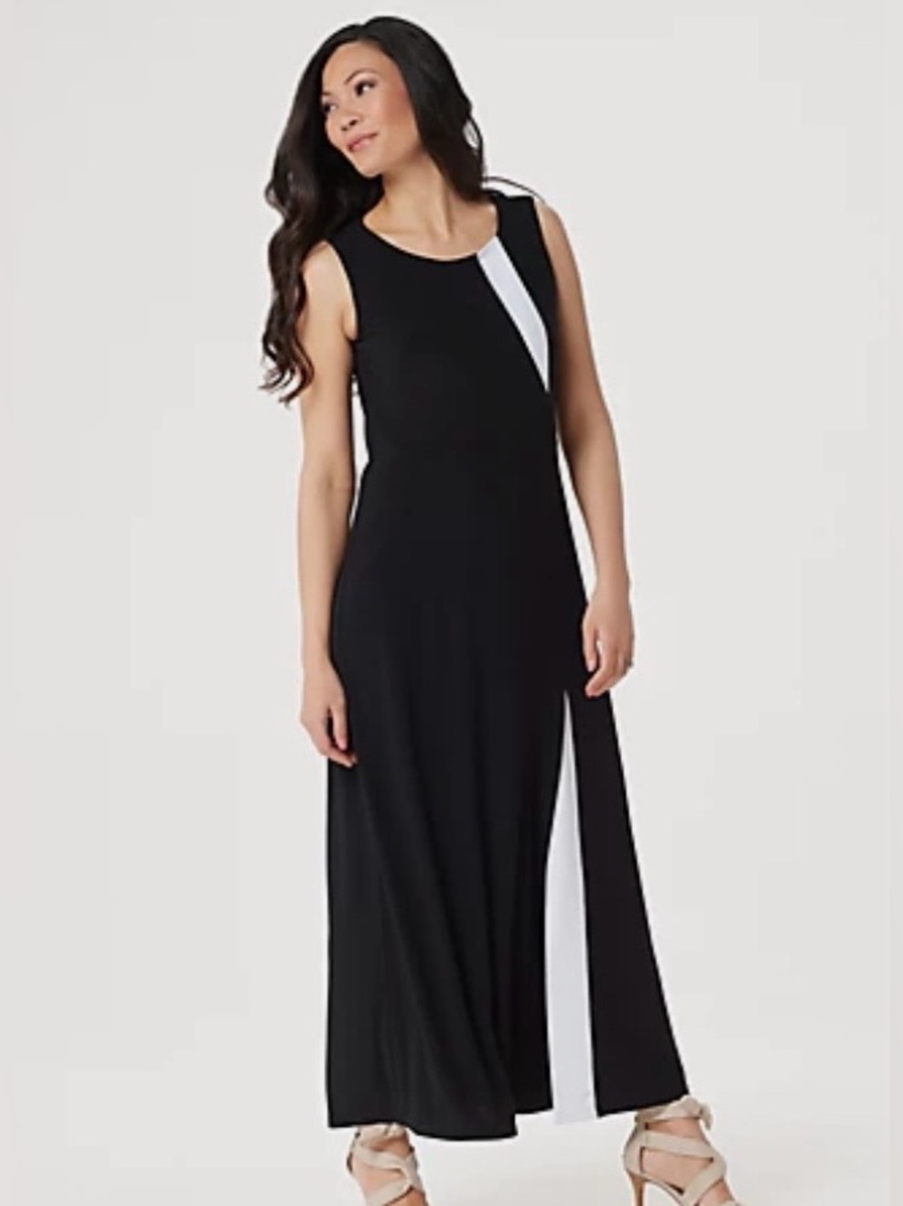 DENNIS by Dennis Basso Caviar Crepe Maxi Dress - Elegant Evening Wear